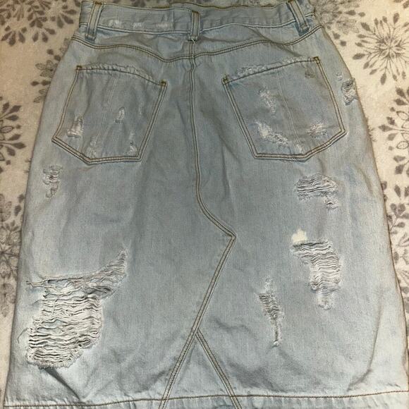 Rag & Bone Shred Denim Mini Skirt Shredded Norte Light Wash Distressed High Rise - Picture 3 of 9